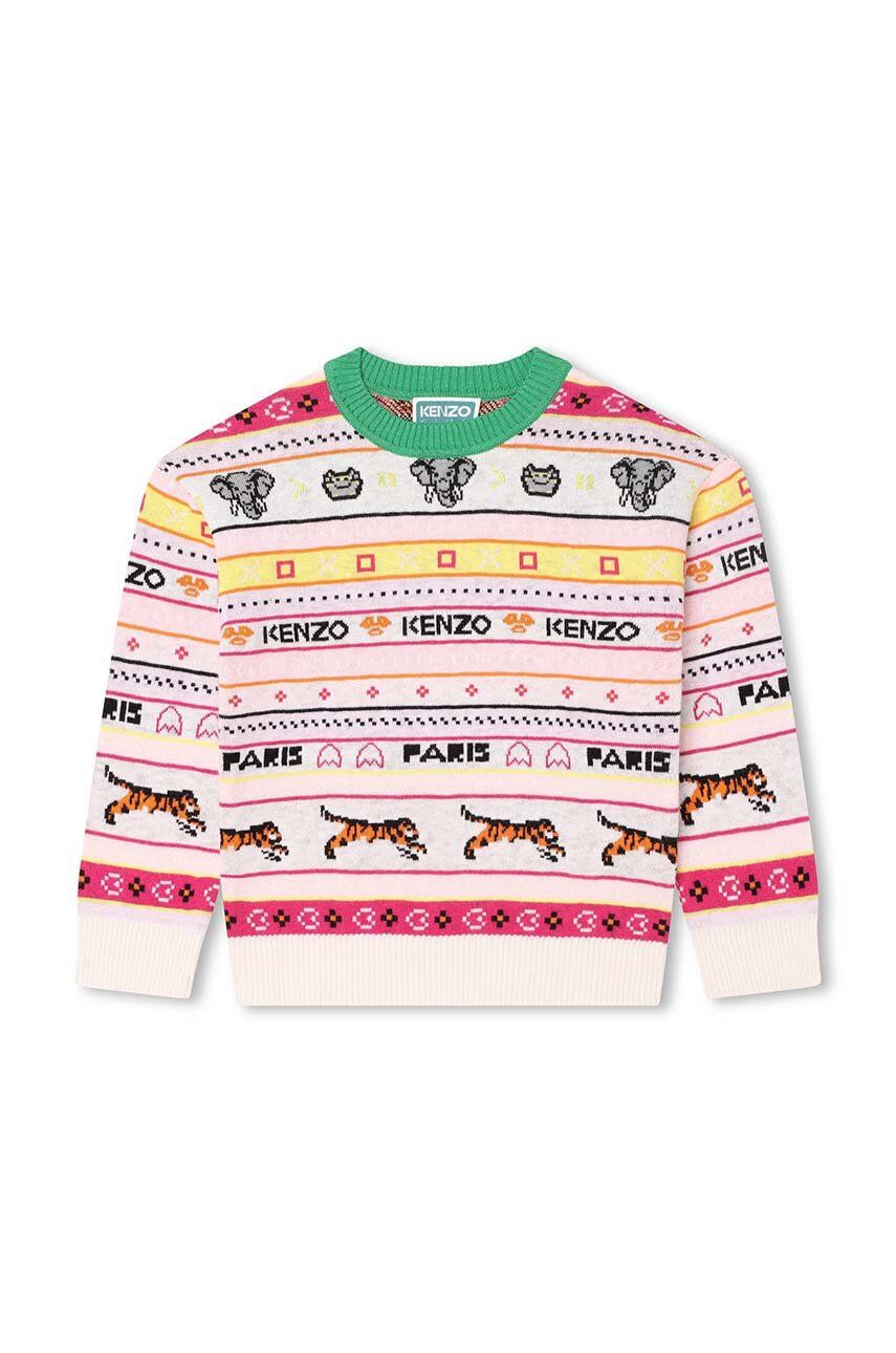 Детский свитер с примесью шерсти Kenzo Kids цвет бежевый