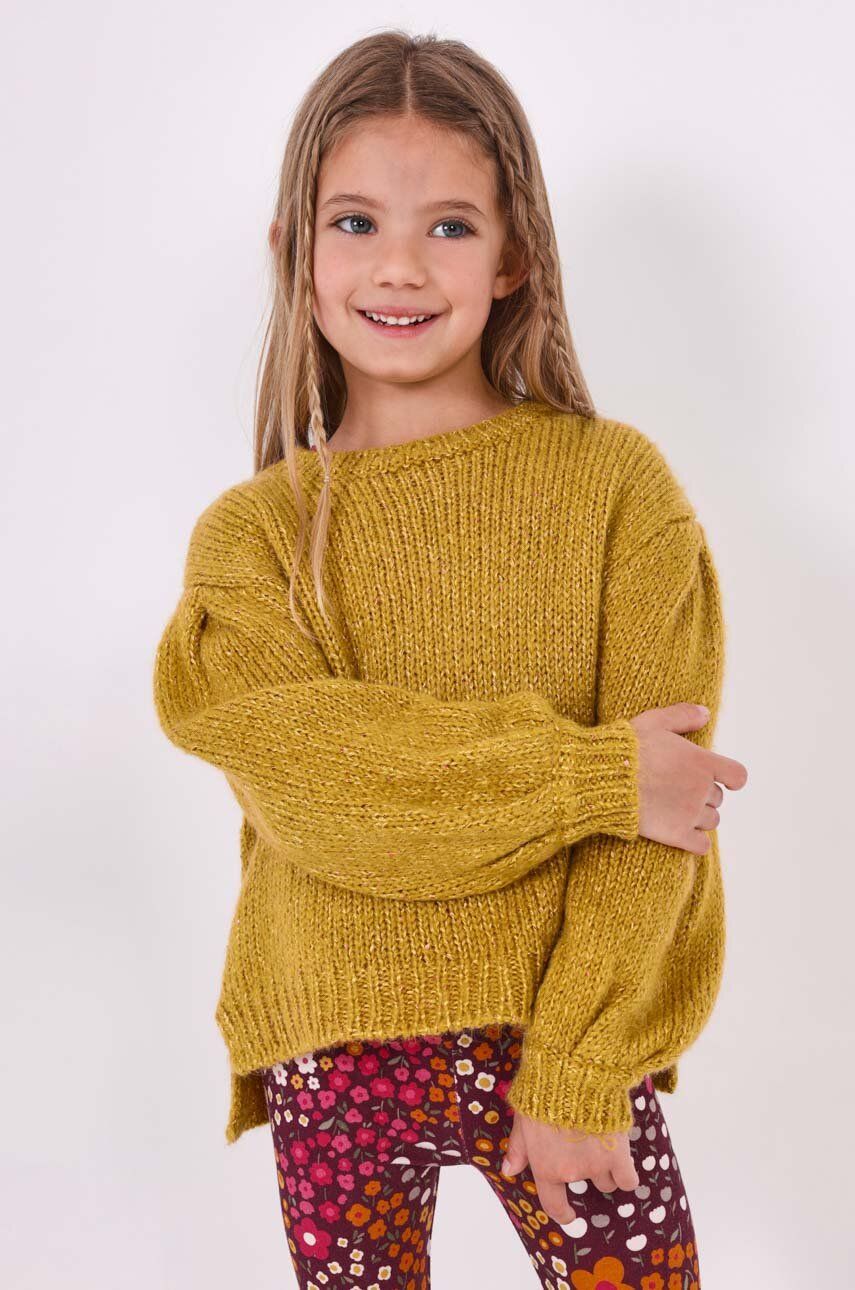Dětský svetr s příměsí vlny Mayoral žlutá barva, hřejivý - žlutá -  40 % Akryl