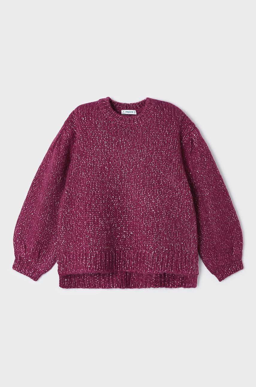 E-shop Dětský svetr s příměsí vlny Mayoral fialová barva, hřejivý