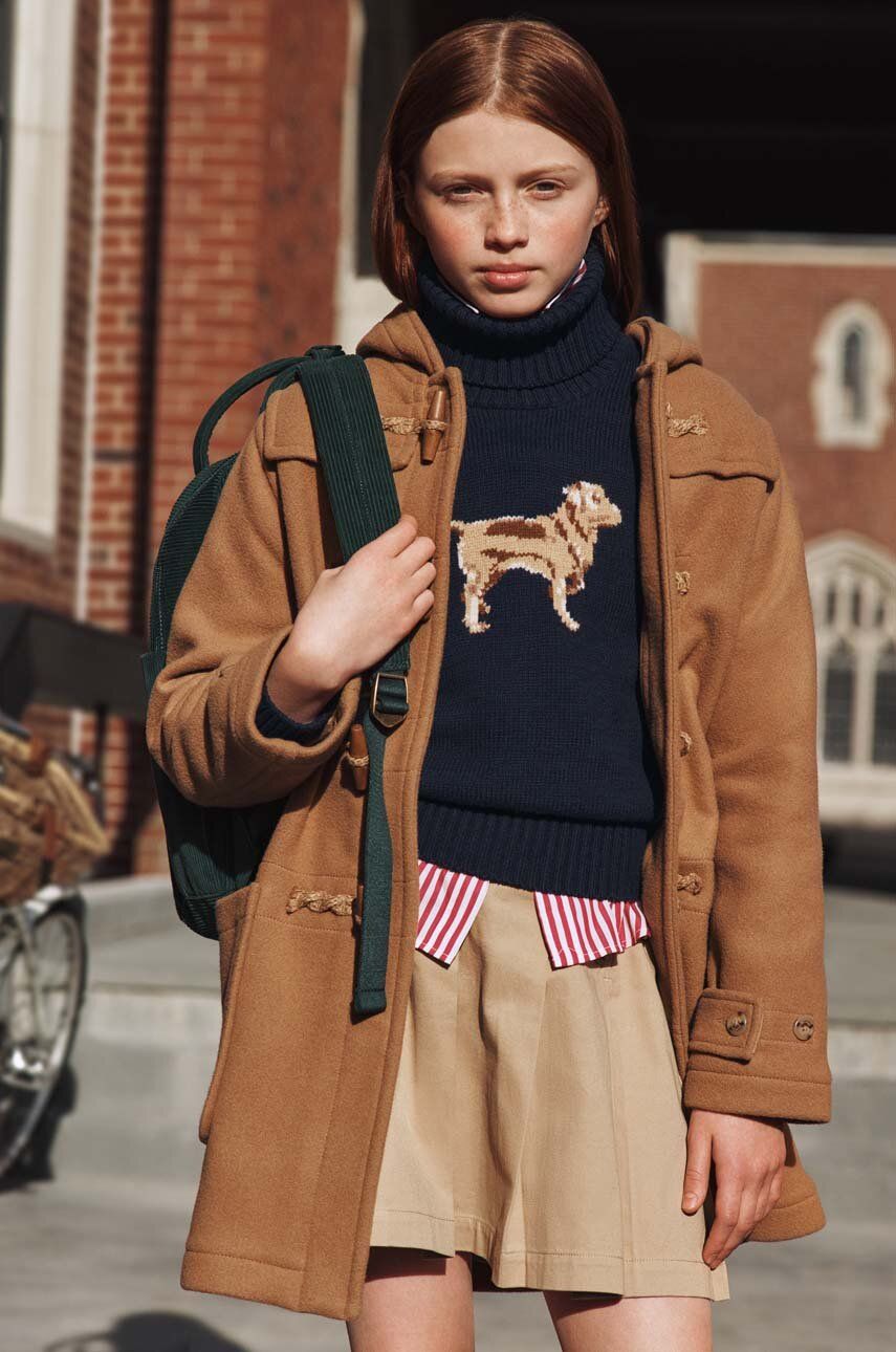 Levně Dětský bavlněný svetr Polo Ralph Lauren tmavomodrá barva, hřejivý