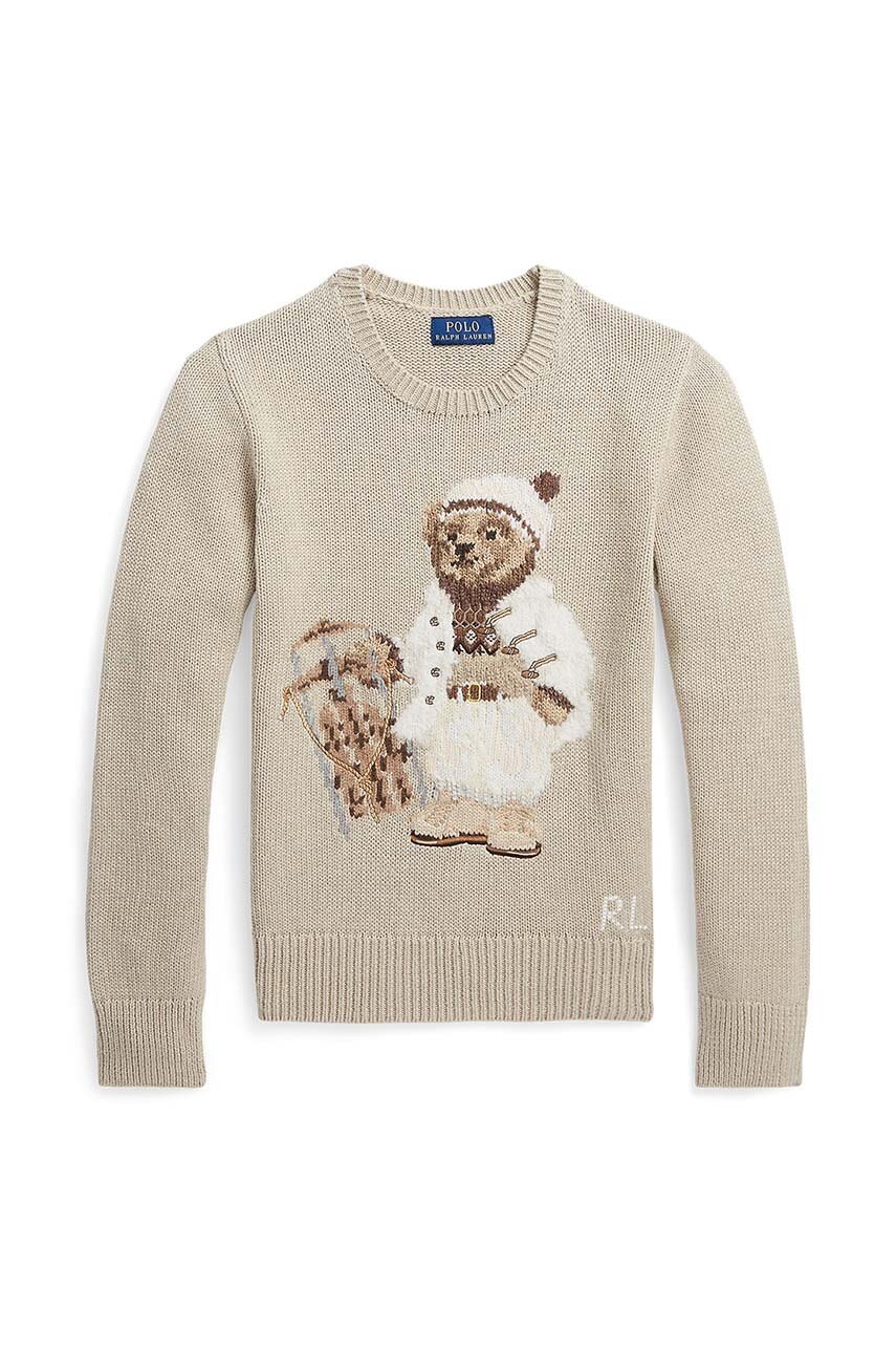 

Детский хлопковый свитер Polo Ralph Lauren цвет бежевый лёгкий
