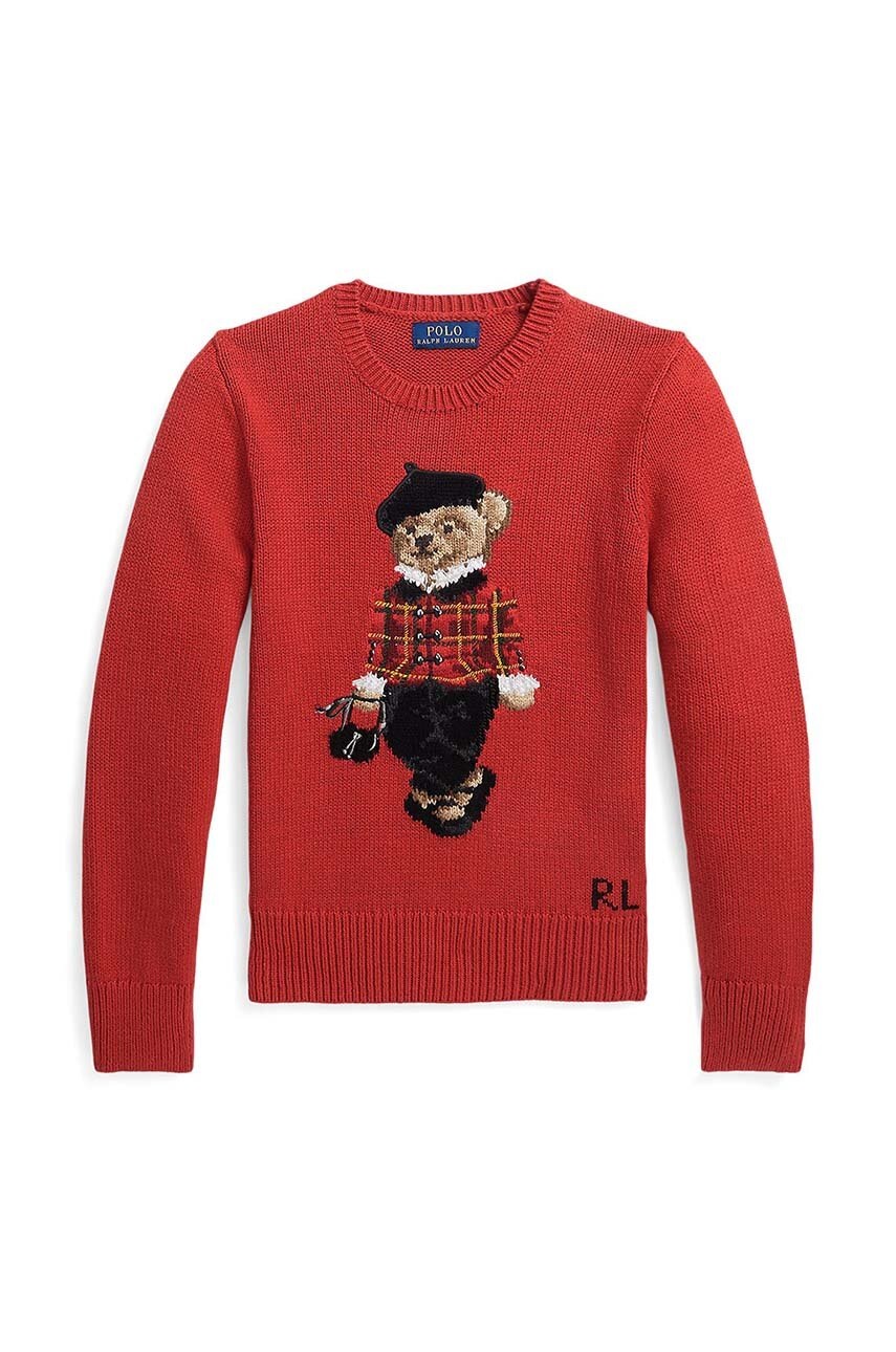 

Детски памучен пуловер Polo Ralph Lauren в червено от лека материя, Червен