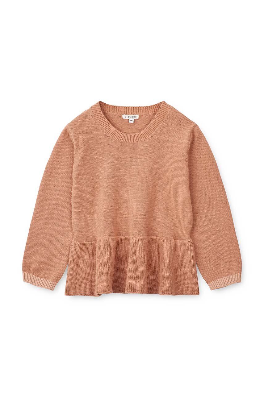 Liewood pulover din bumbac pentru bebeluși culoarea portocaliu, light