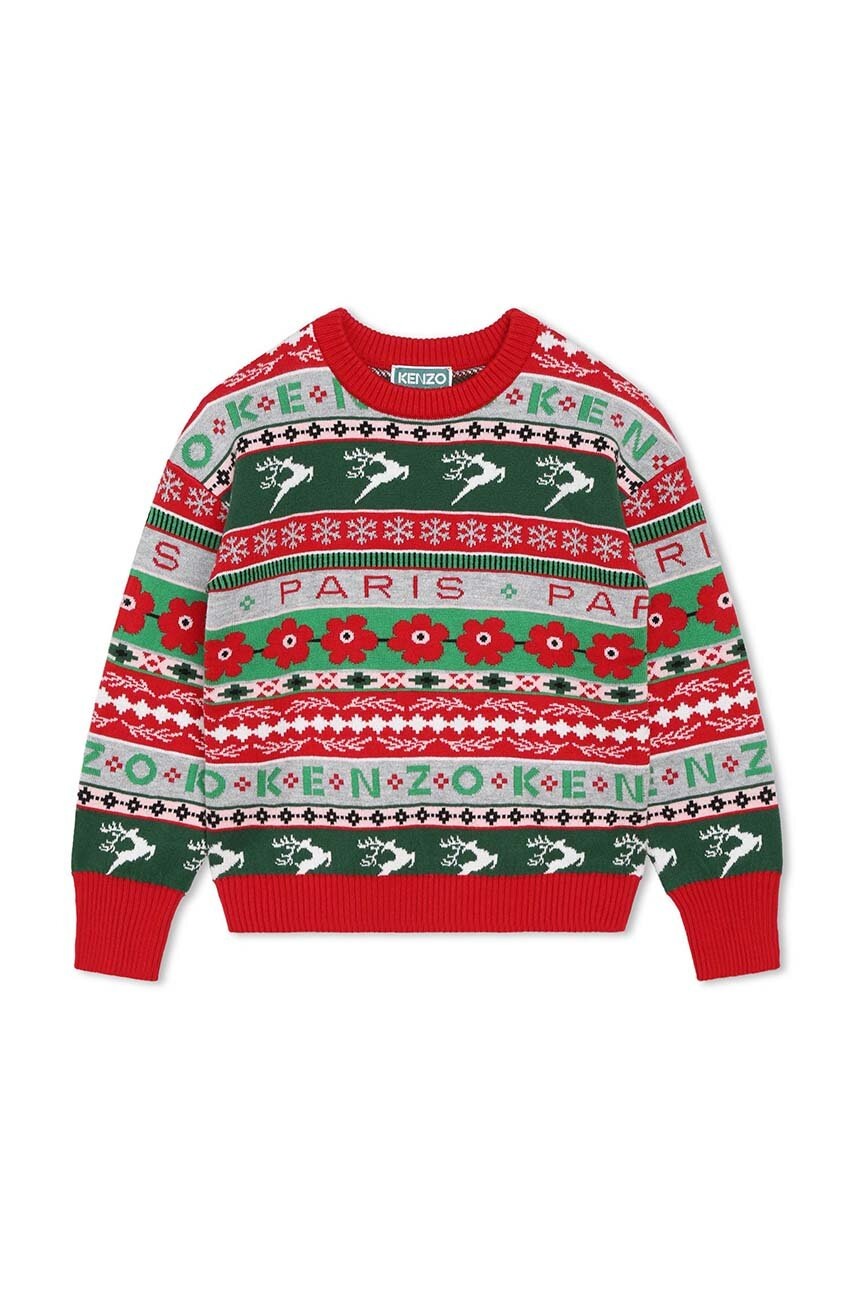 Дитячий светр з домішкою вовни Kenzo Kids колір червоний
