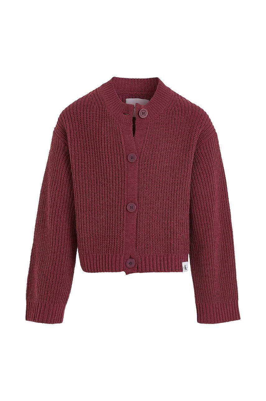 Dětský svetr Calvin Klein Jeans vínová barva, lehký - burgundské - 100 % Polyester