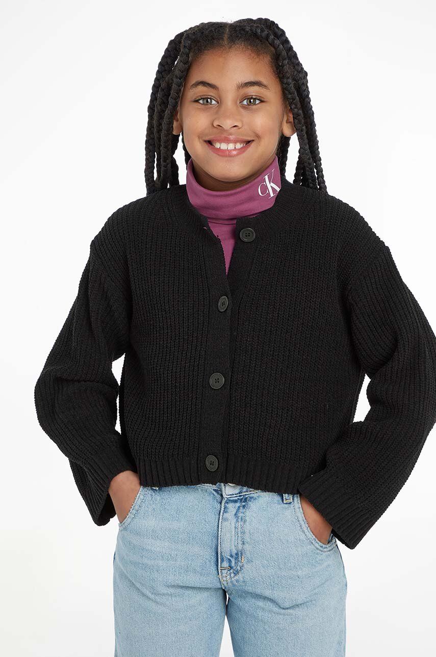 E-shop Dětský svetr Calvin Klein Jeans černá barva, lehký