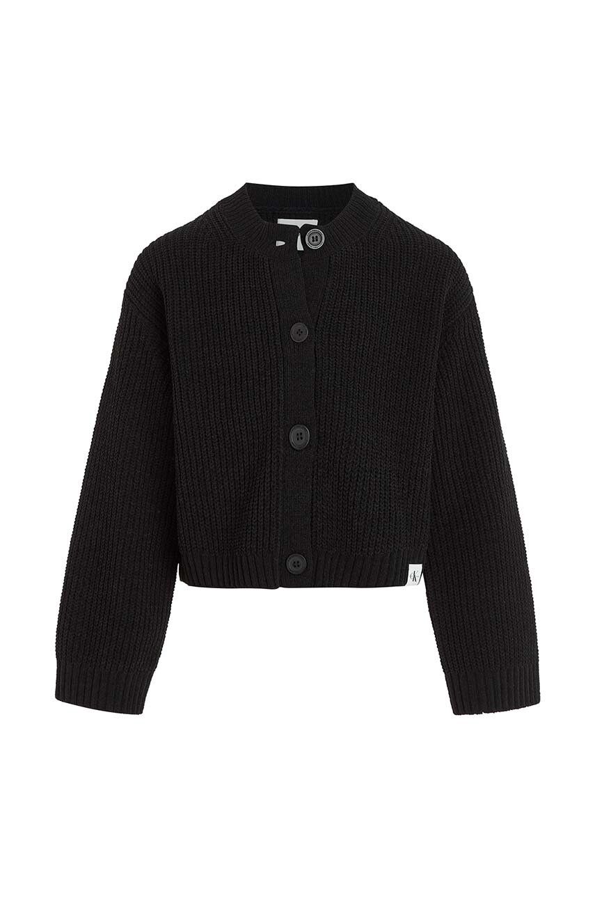 Dětský svetr Calvin Klein Jeans černá barva, lehký - černá - 100 % Polyester