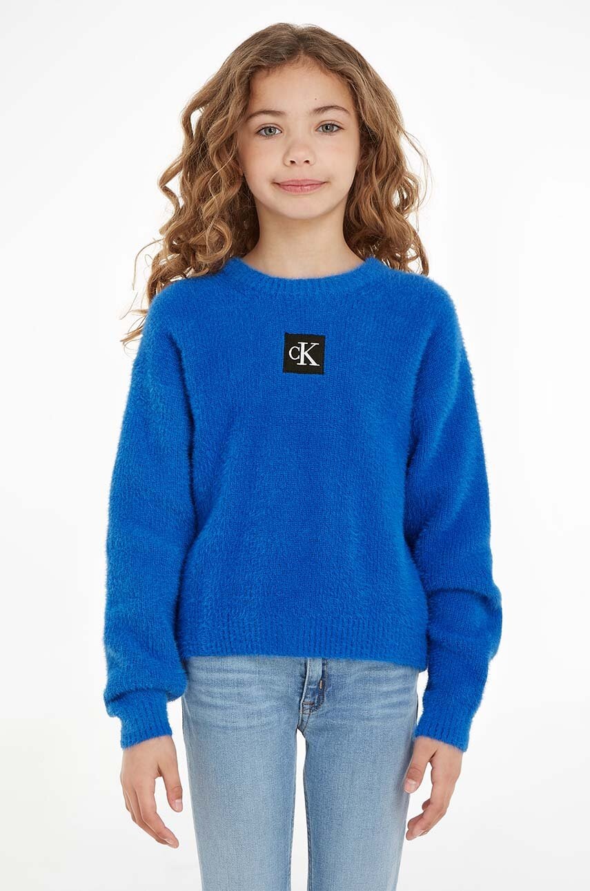 

Детски пуловер Calvin Klein Jeans в синьо, Син