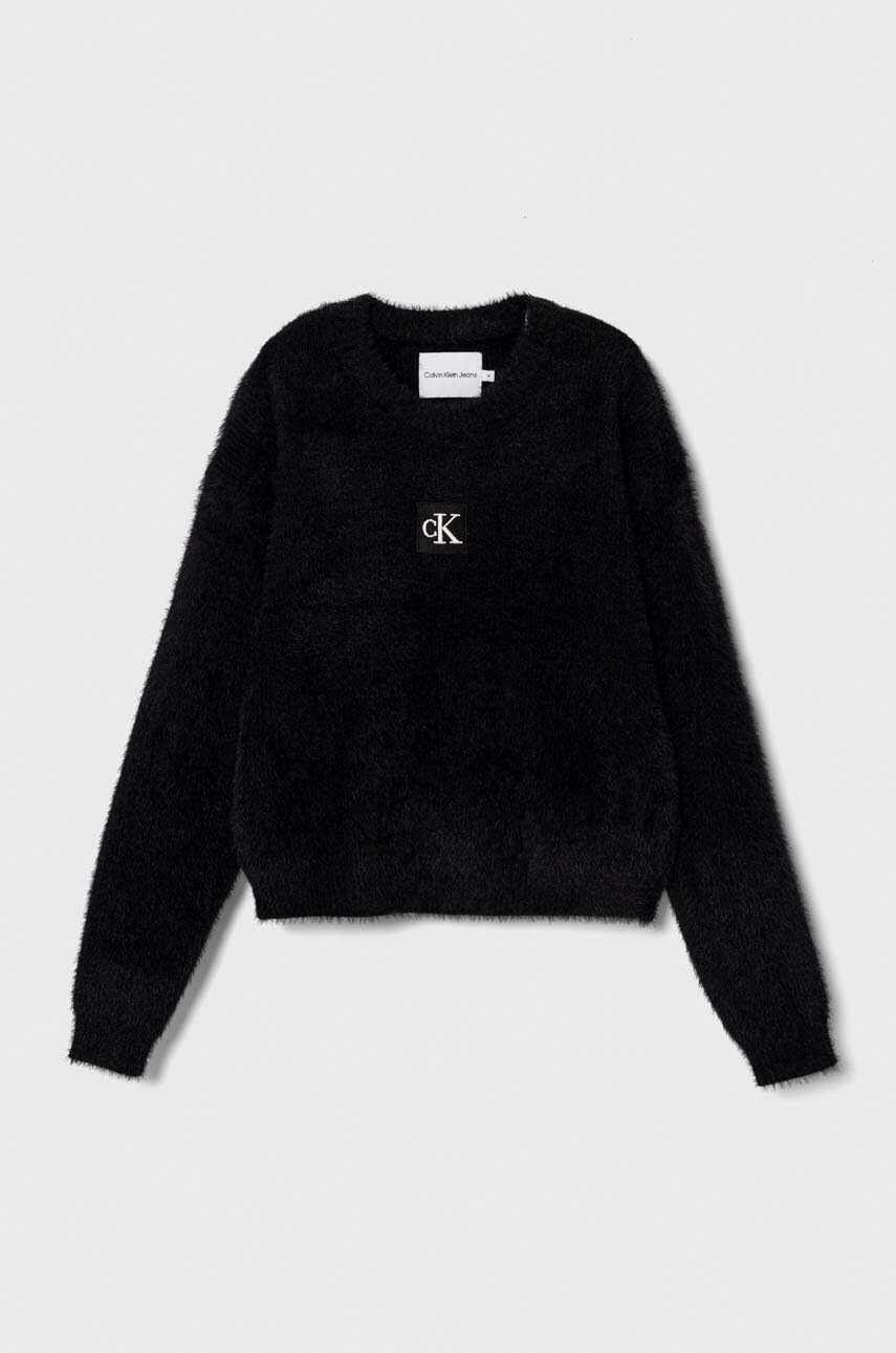 

Детски пуловер Calvin Klein Jeans в черно, Черен