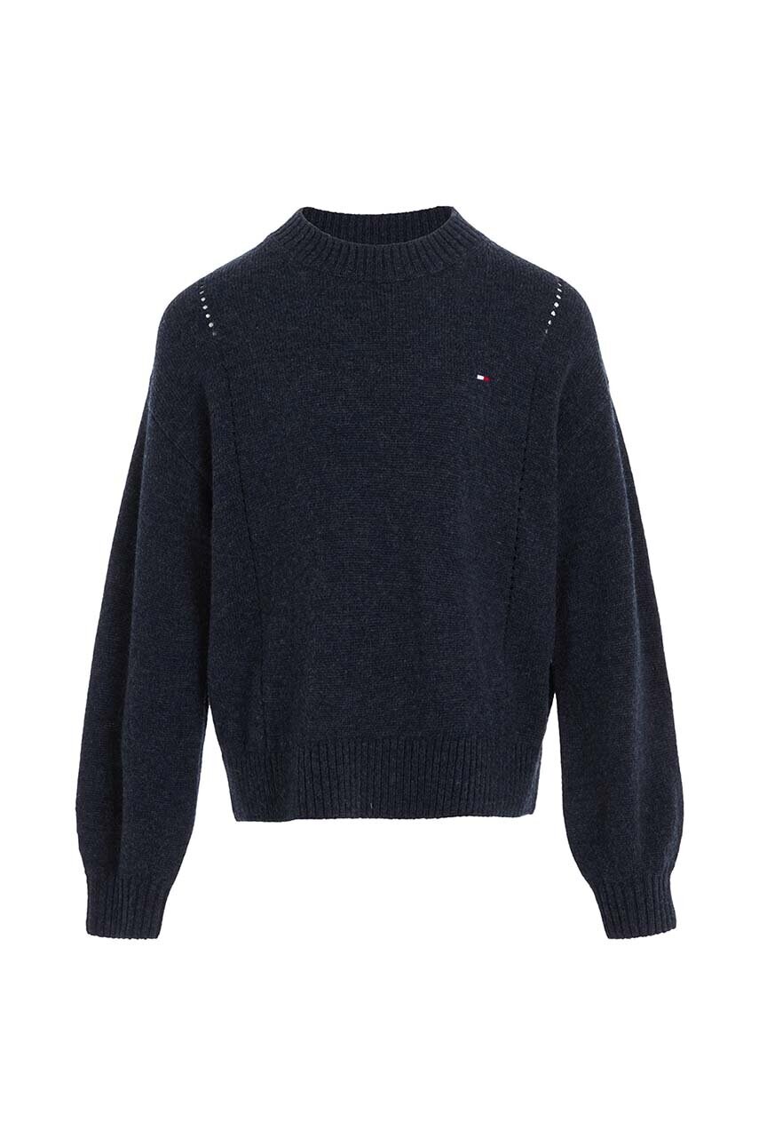 

Вовняний дитячий светр Tommy Hilfiger колір синій легкий