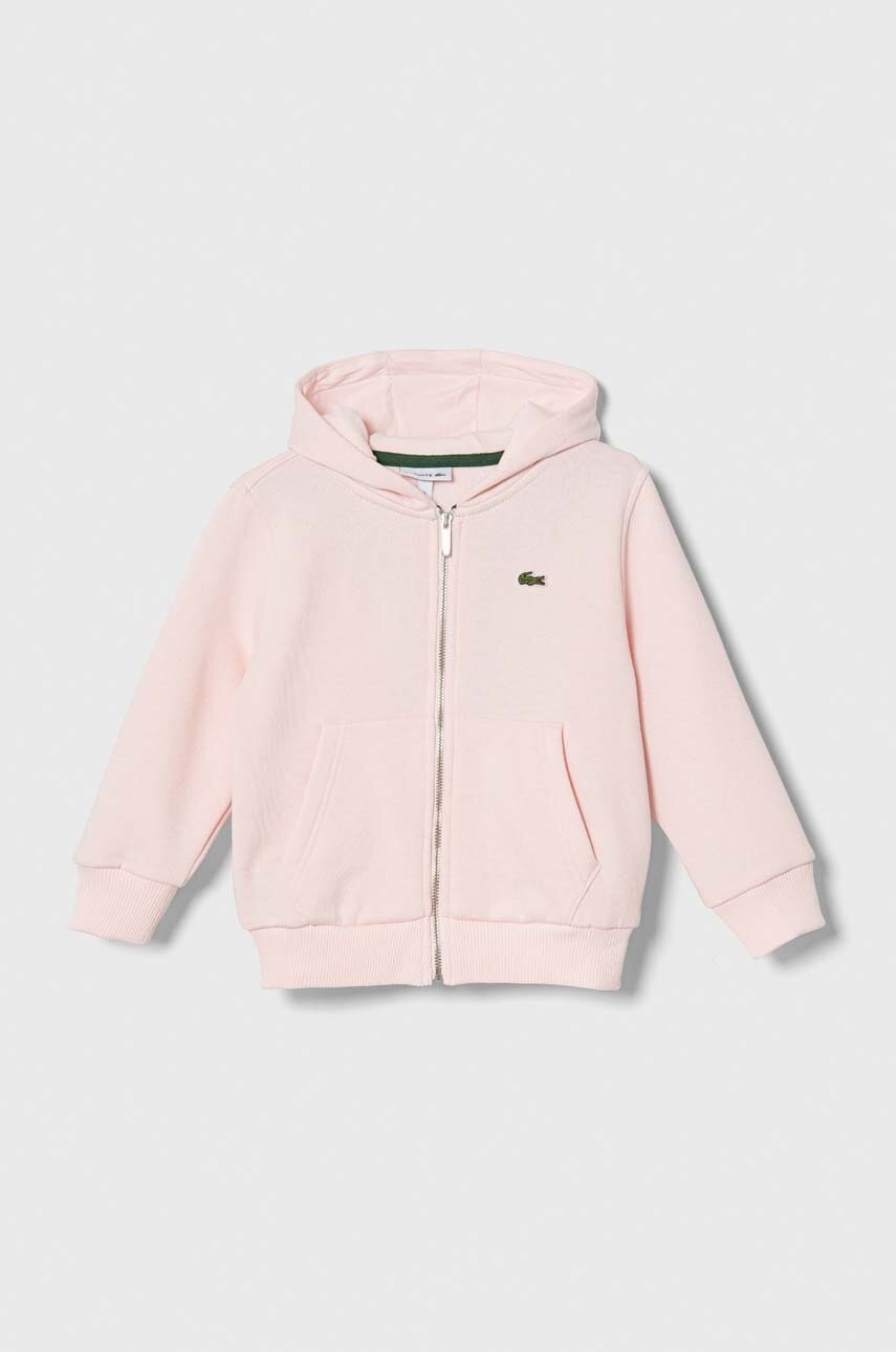 Детская кофта Lacoste цвет розовый с капюшоном однотонная Детская кофта Lacoste цвет розовый с капюшоном однотонная