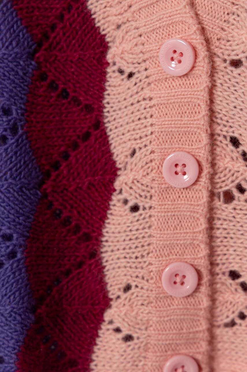 United Colors of Benetton kardigán gyapjú keverékből rózsaszín, könnyű termék 2. képe