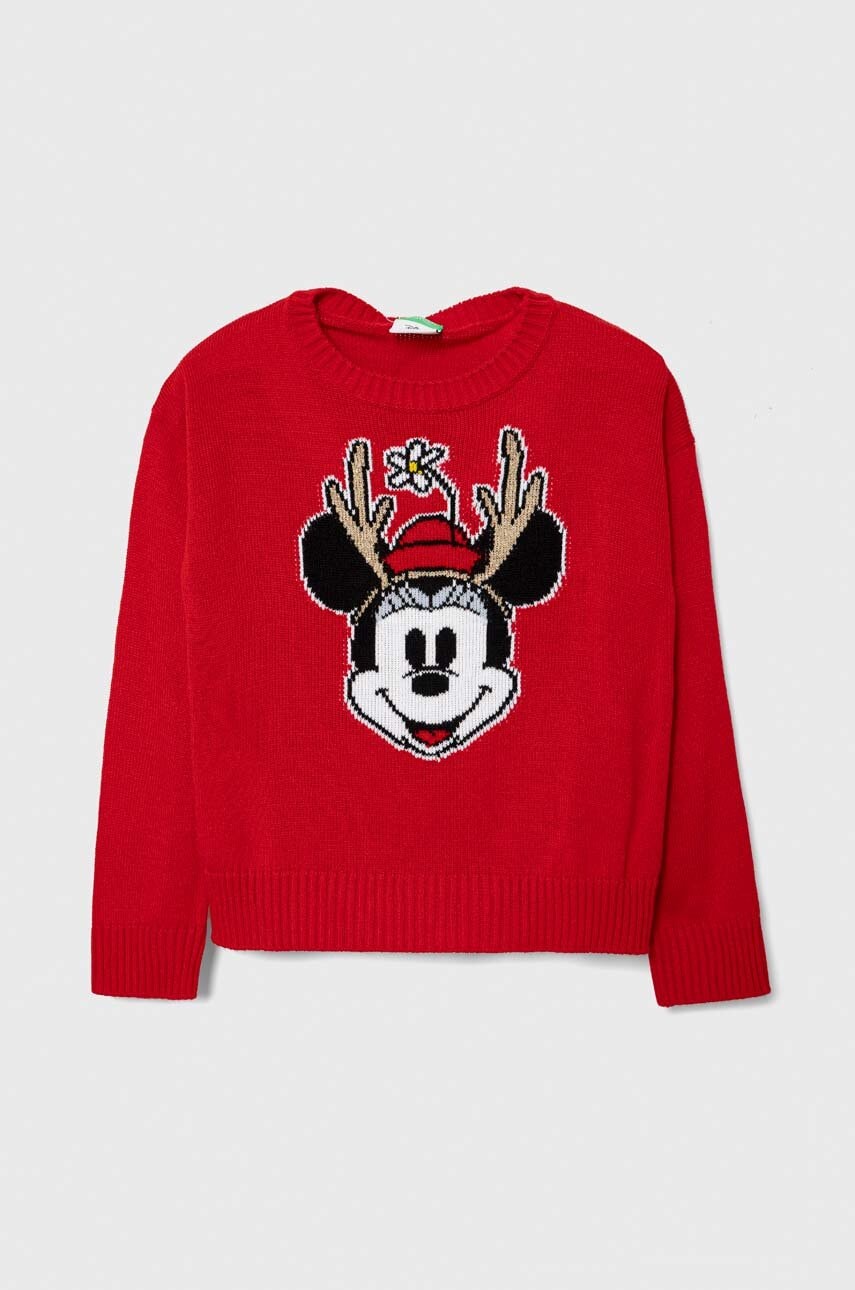 Levně Dětský svetr United Colors of Benetton x Disney červená barva, lehký