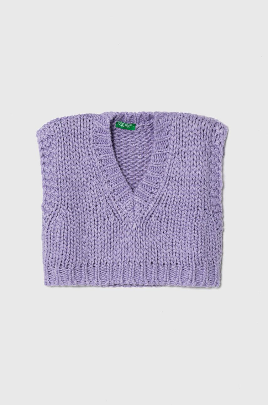 United Colors of Benetton vesta din amestec de lana culoarea violet