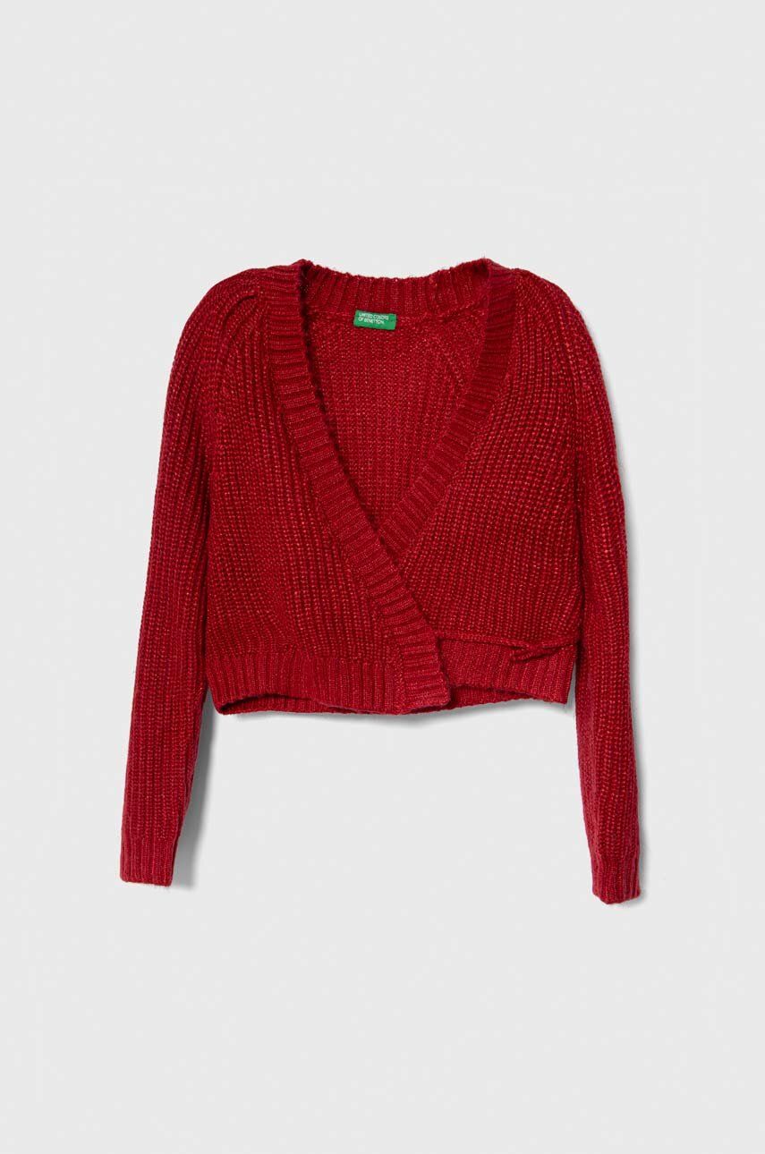 United Colors of Benetton cardigan copii culoarea rosu