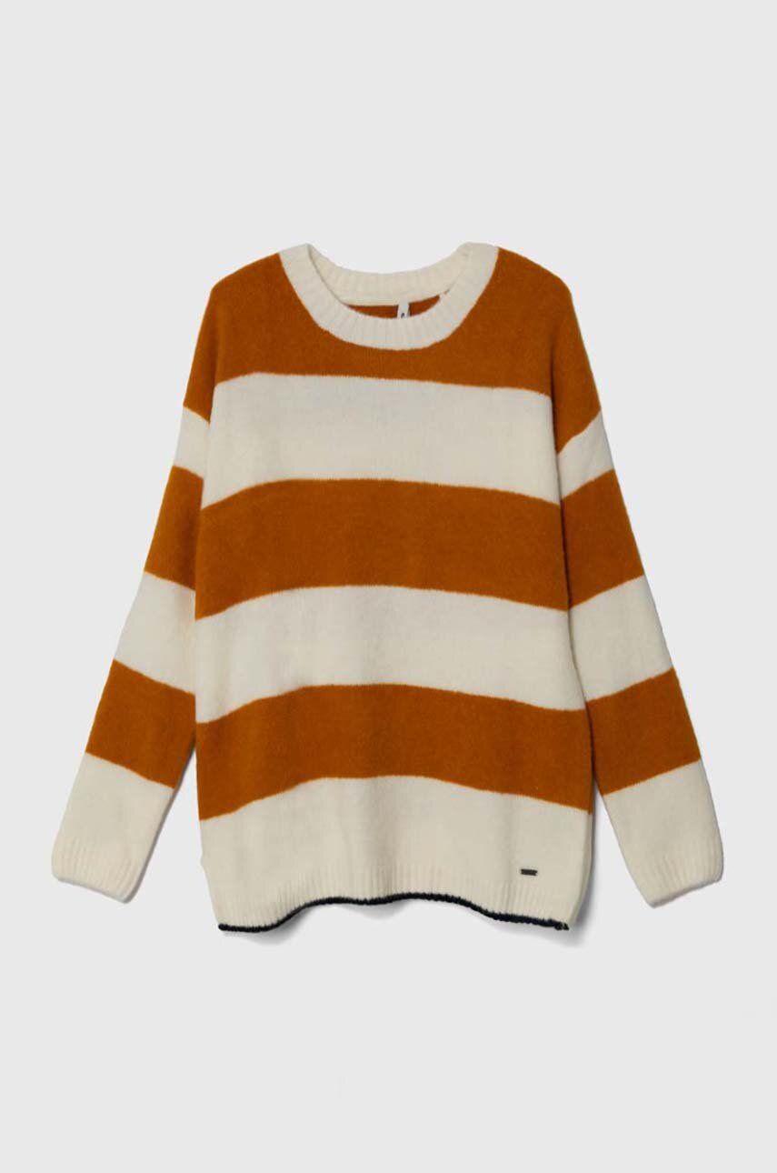 Dětský svetr s příměsí vlny Pepe Jeans oranžová barva, hřejivý