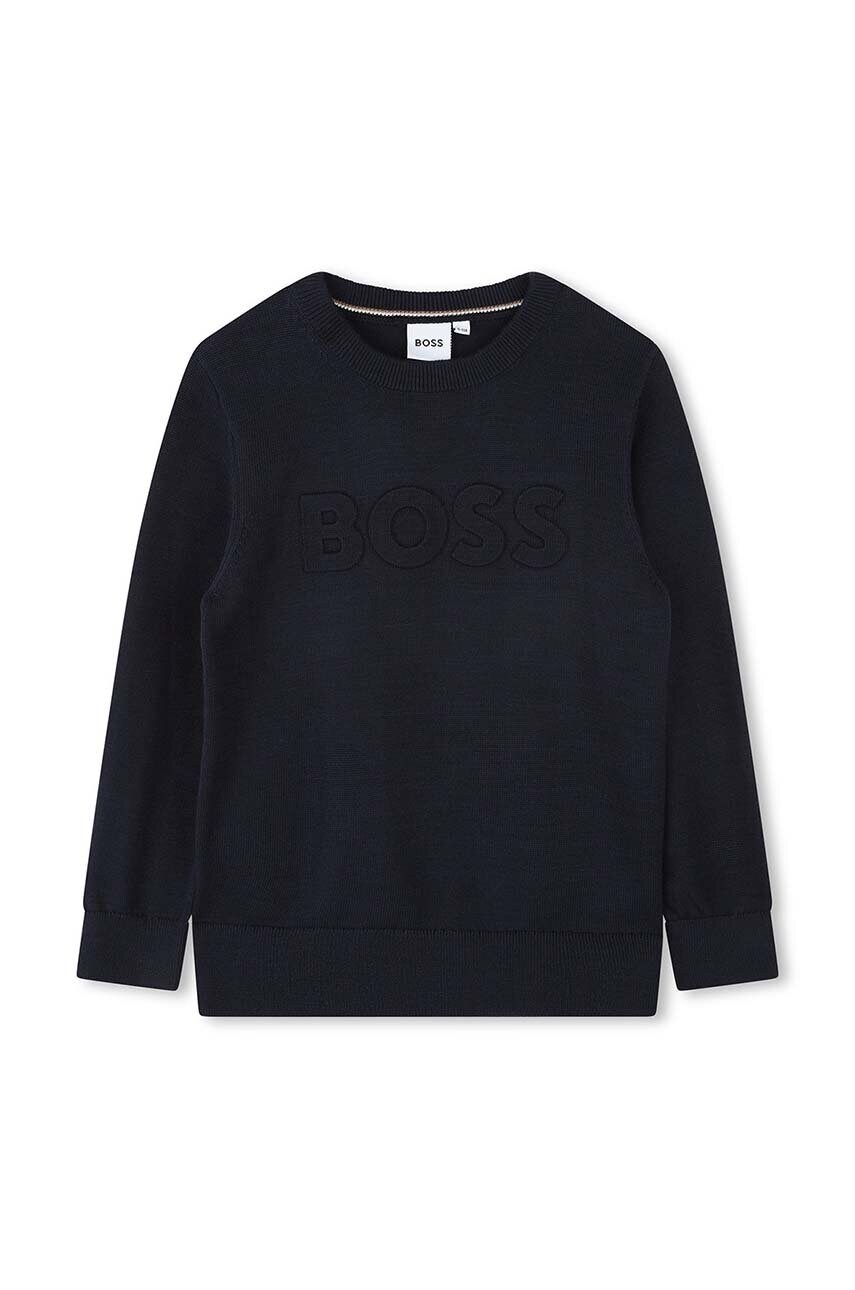 

Дитячий бавовняний светр BOSS колір синій легкий