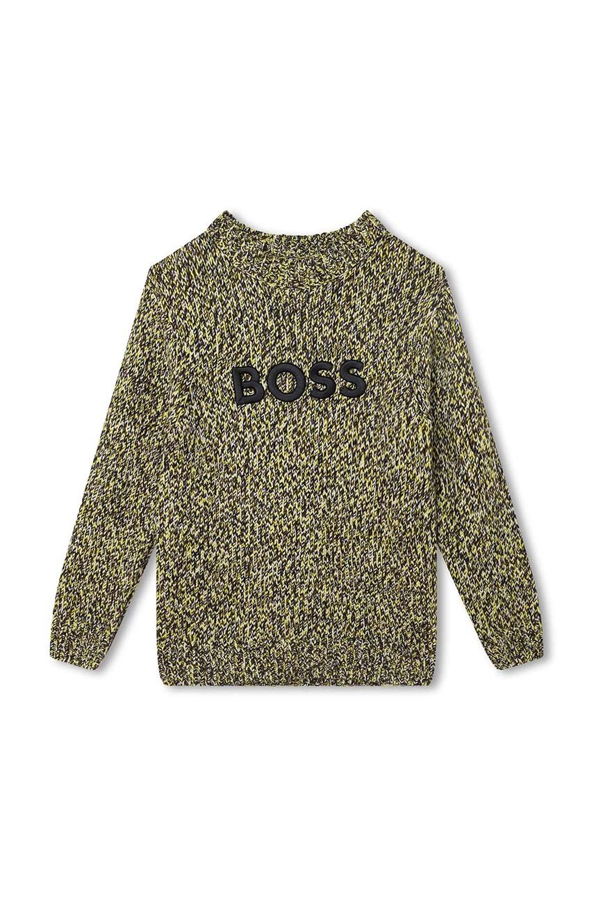 Дитячий светр з домішкою вовни BOSS колір зелений