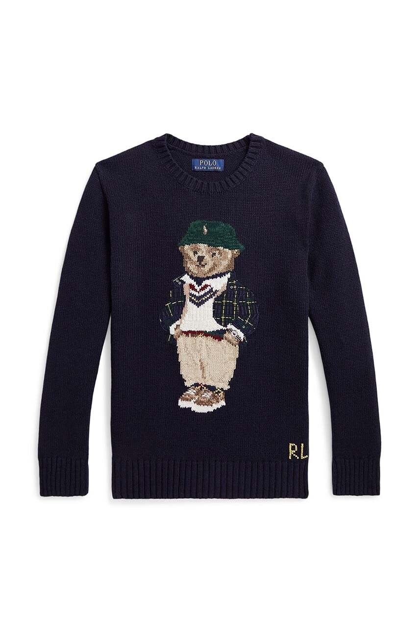 

Детский хлопковый свитер Polo Ralph Lauren цвет синий