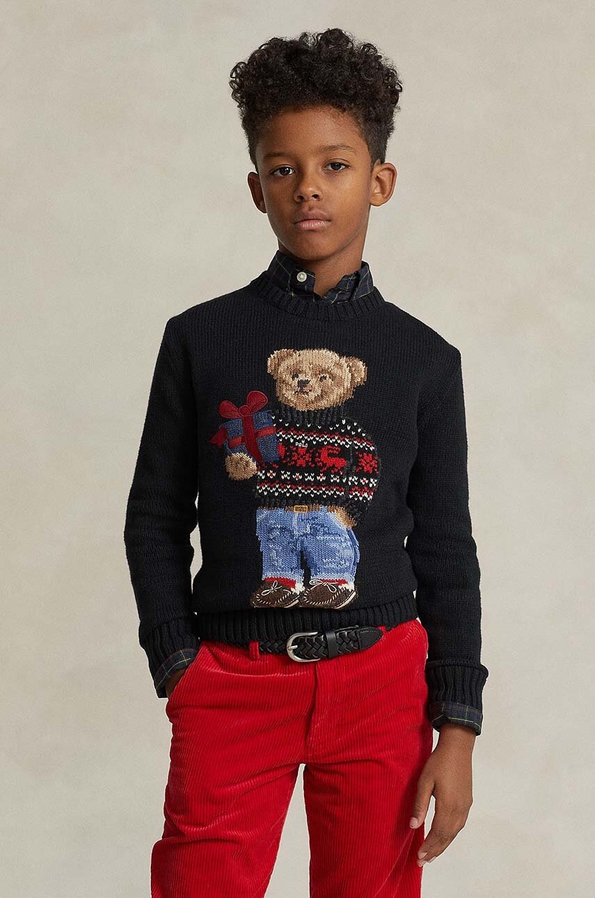 

Дитячий бавовняний светр Polo Ralph Lauren колір чорний легкий