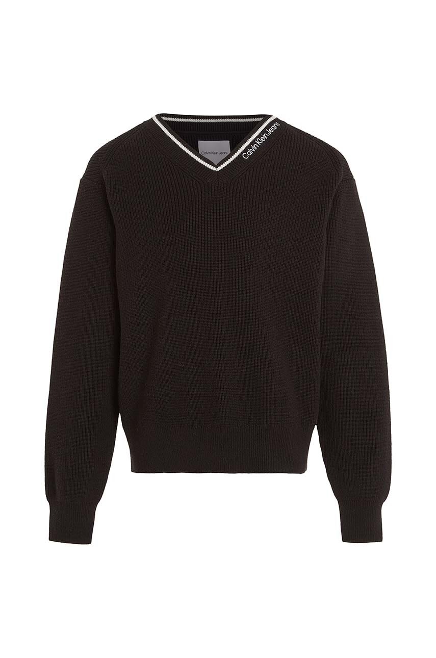 Детский хлопковый свитер Calvin Klein Jeans цвет чёрный лёгкий