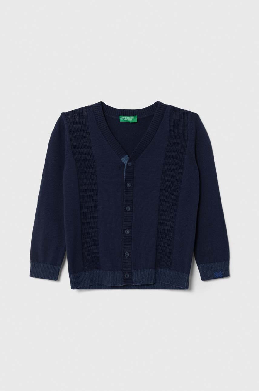 United Colors of Benetton cardigan din bumbac pentru copii culoarea albastru marin, light