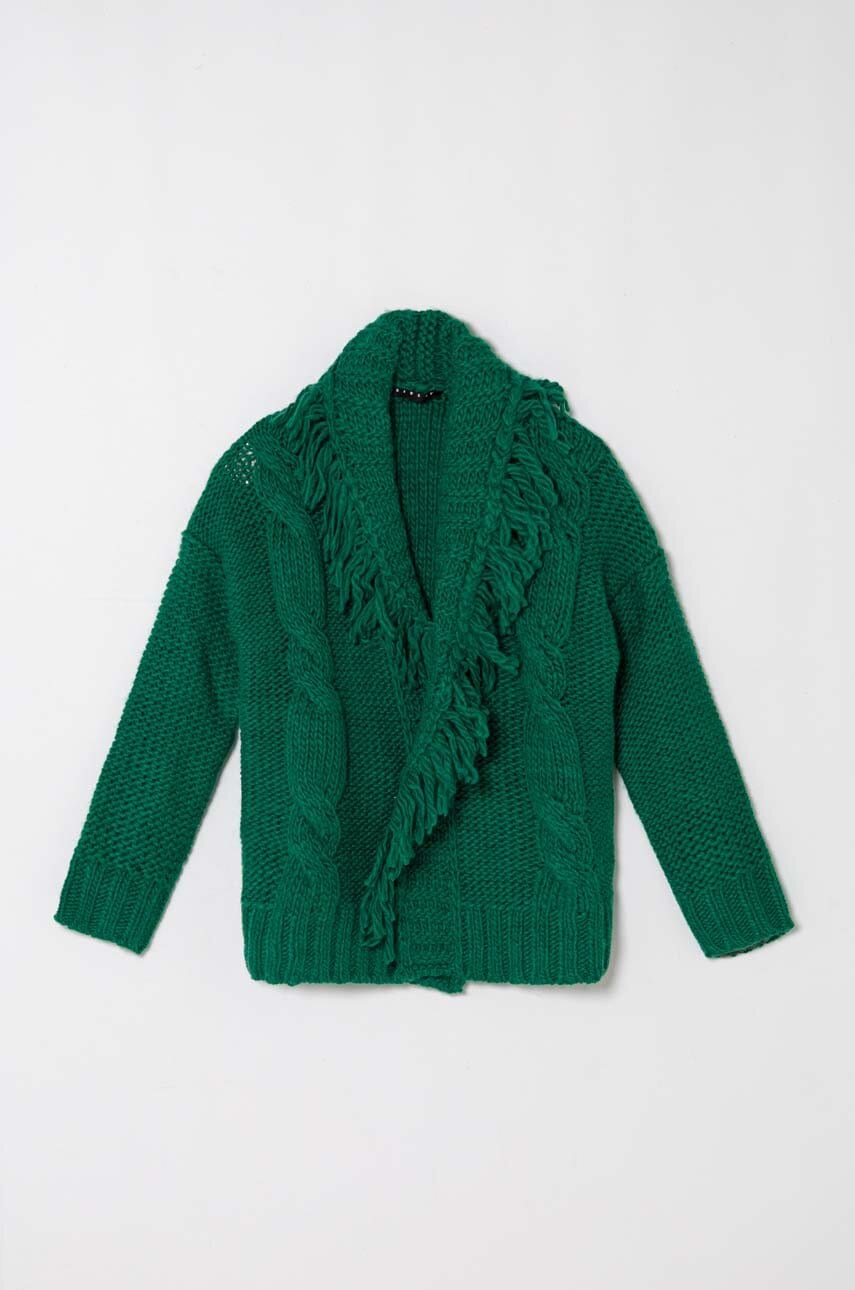 Sisley cardigan cu amestec de lână pentru copii culoarea verde, călduros