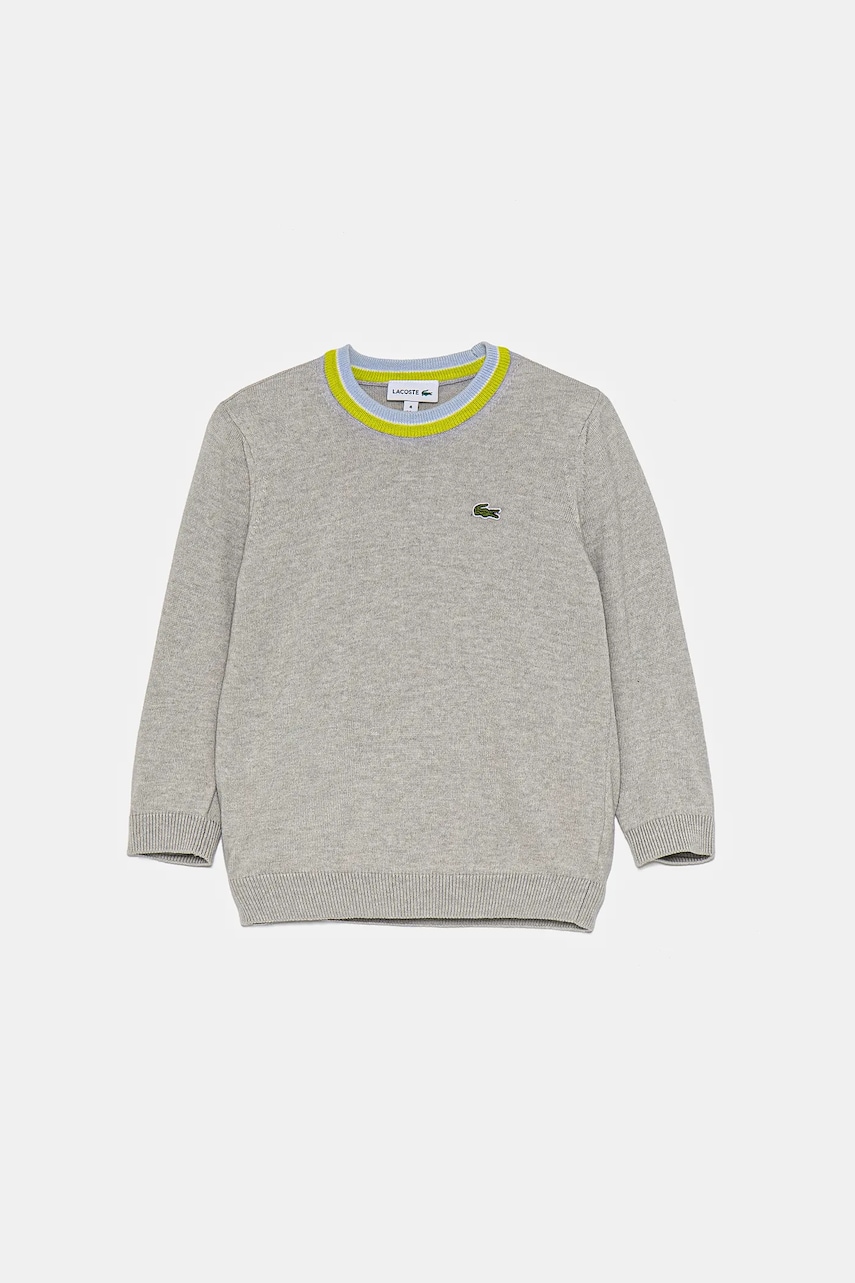 Lacoste pulover pentru copii din amestec de lana culoarea gri, light Lacoste pulover pentru copii din amestec de lana culoarea gri, light