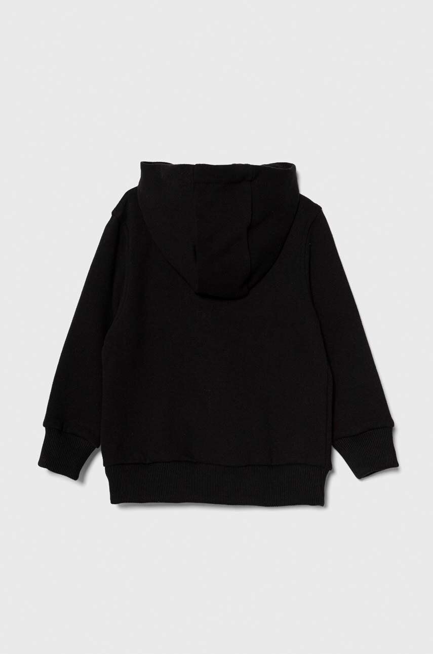 Детская хлопковая кофта Lacoste цвет чёрный с капюшоном однотонная Детская хлопковая кофта Lacoste цвет чёрный с капюшоном однотонная
