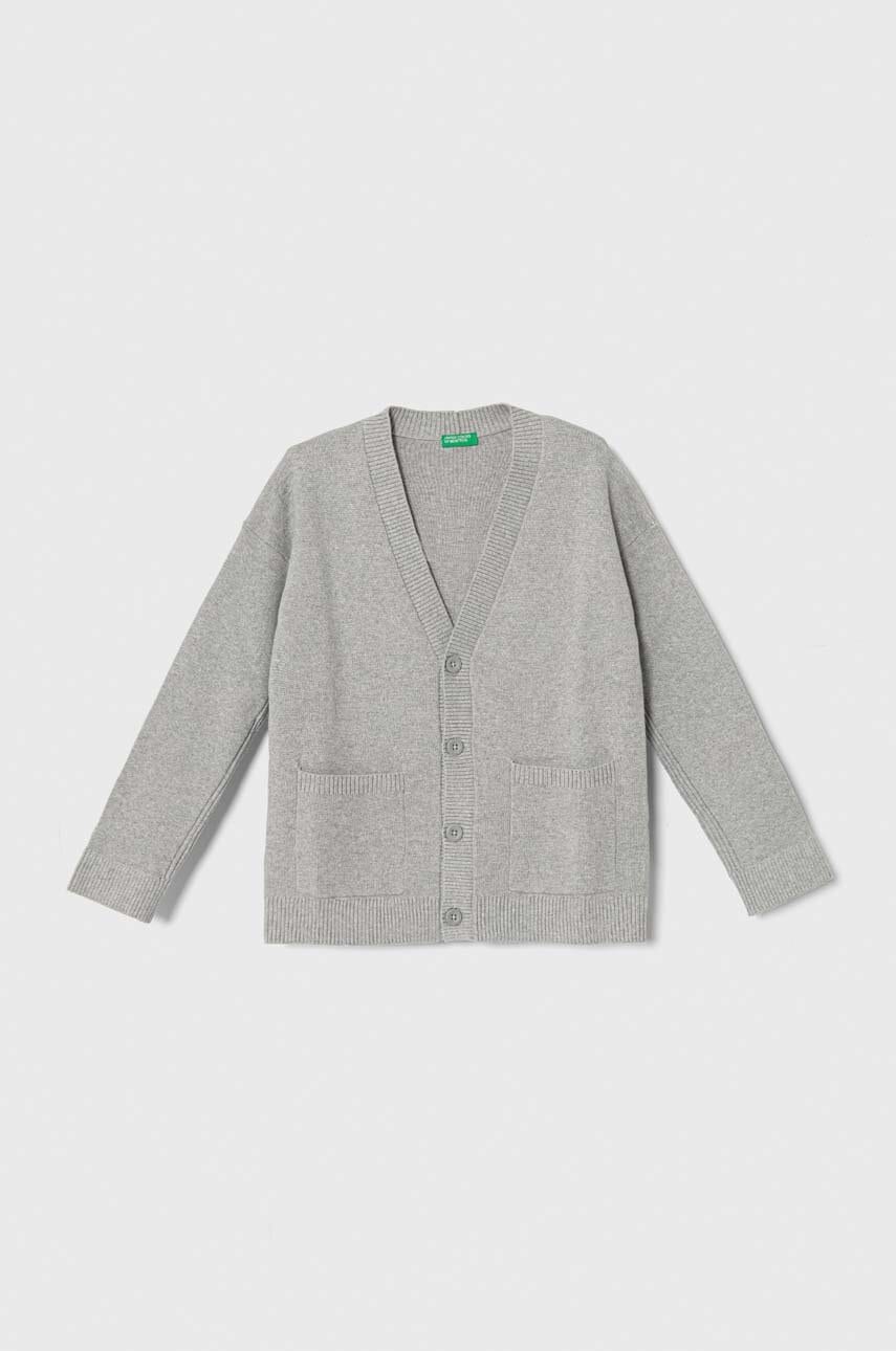 United Colors of Benetton cardigan din bumbac pentru copii culoarea gri, light