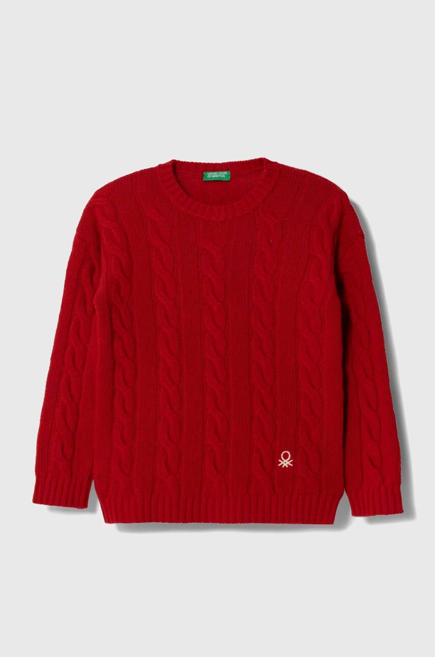 United Colors of Benetton pulover de lână pentru copii culoarea rosu, călduros