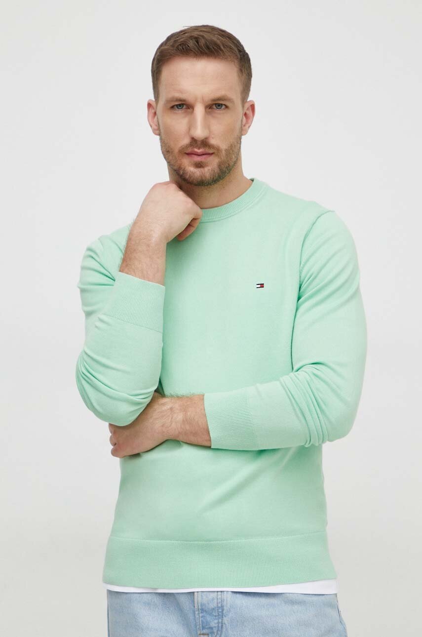 

Пуловер Tommy Hilfiger мъжки в зелено от лека материя MW0MW21316, Зелен