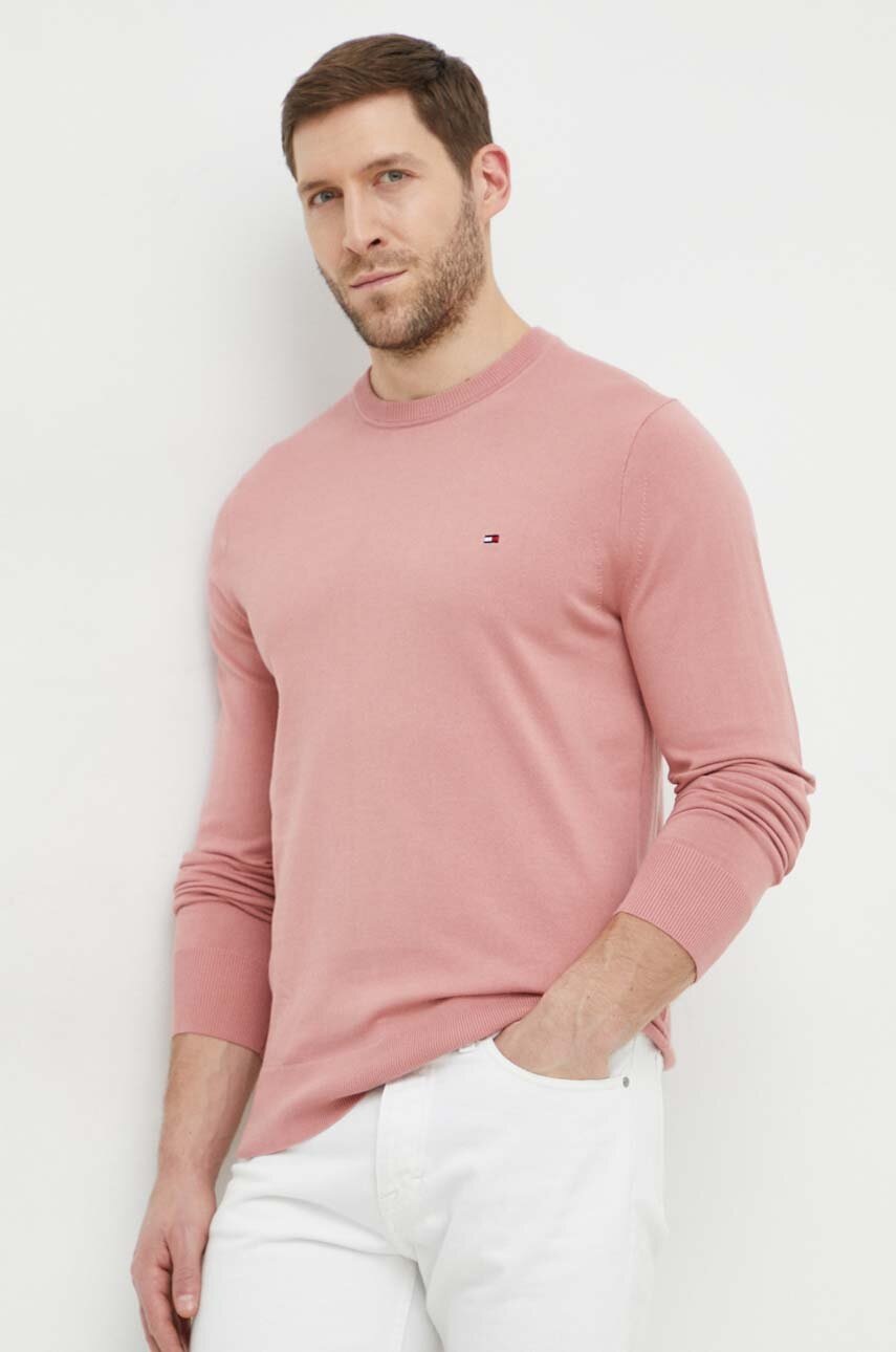 

Пуловер Tommy Hilfiger мъжки в розово от лека материя MW0MW21316, Розов