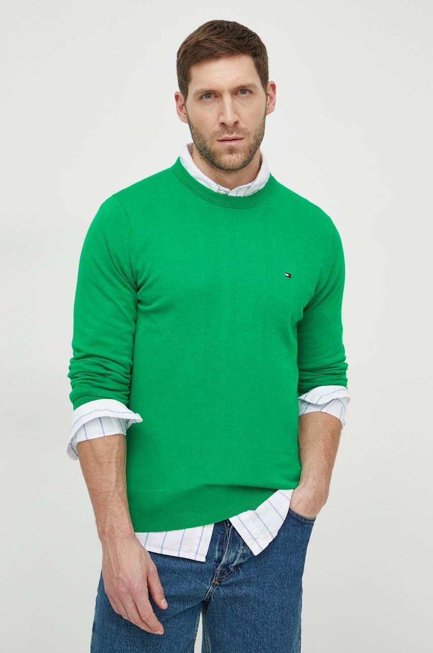 

Пуловер Tommy Hilfiger мъжки в зелено от лека материя MW0MW21316, Зелен