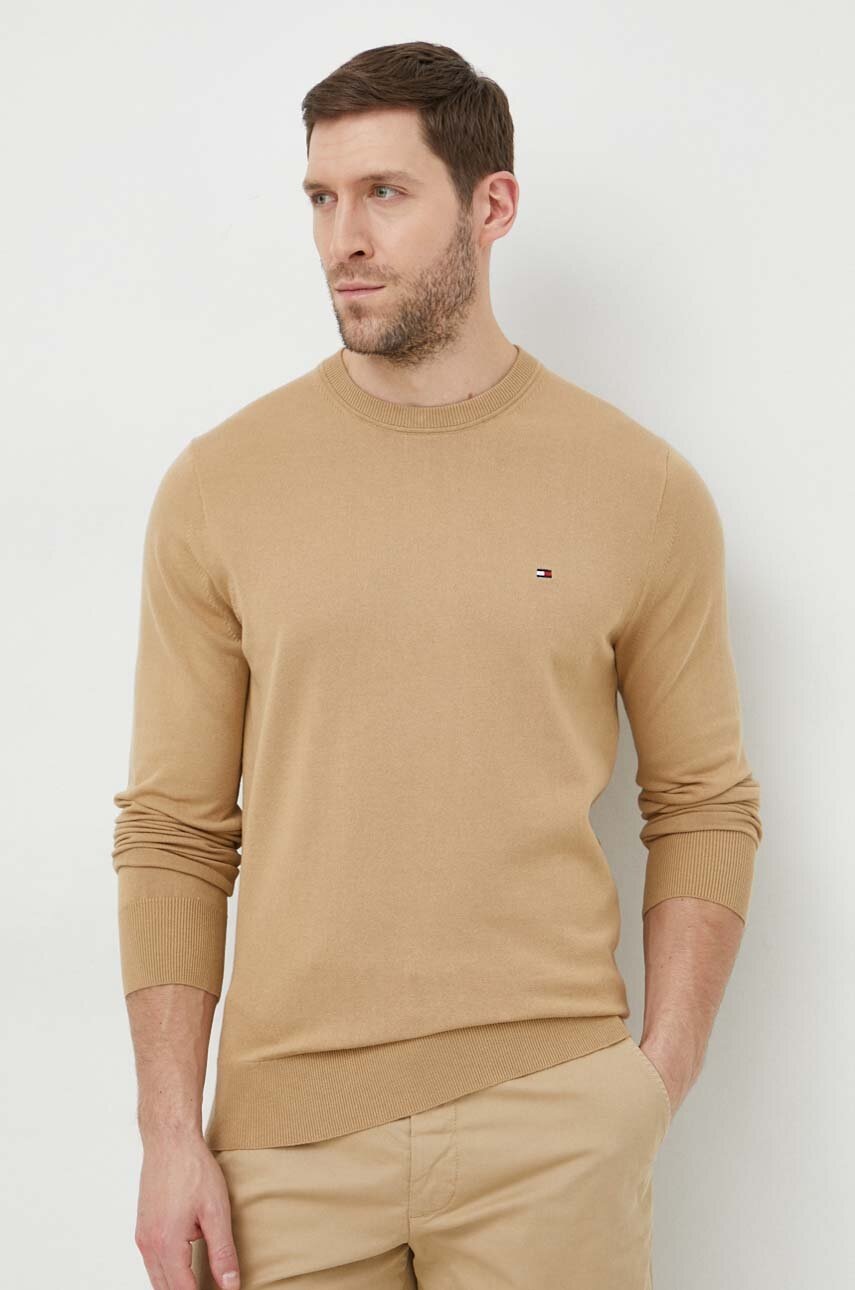 

Пуловер Tommy Hilfiger мъжки в бежово от лека материя MW0MW21316, Бежов