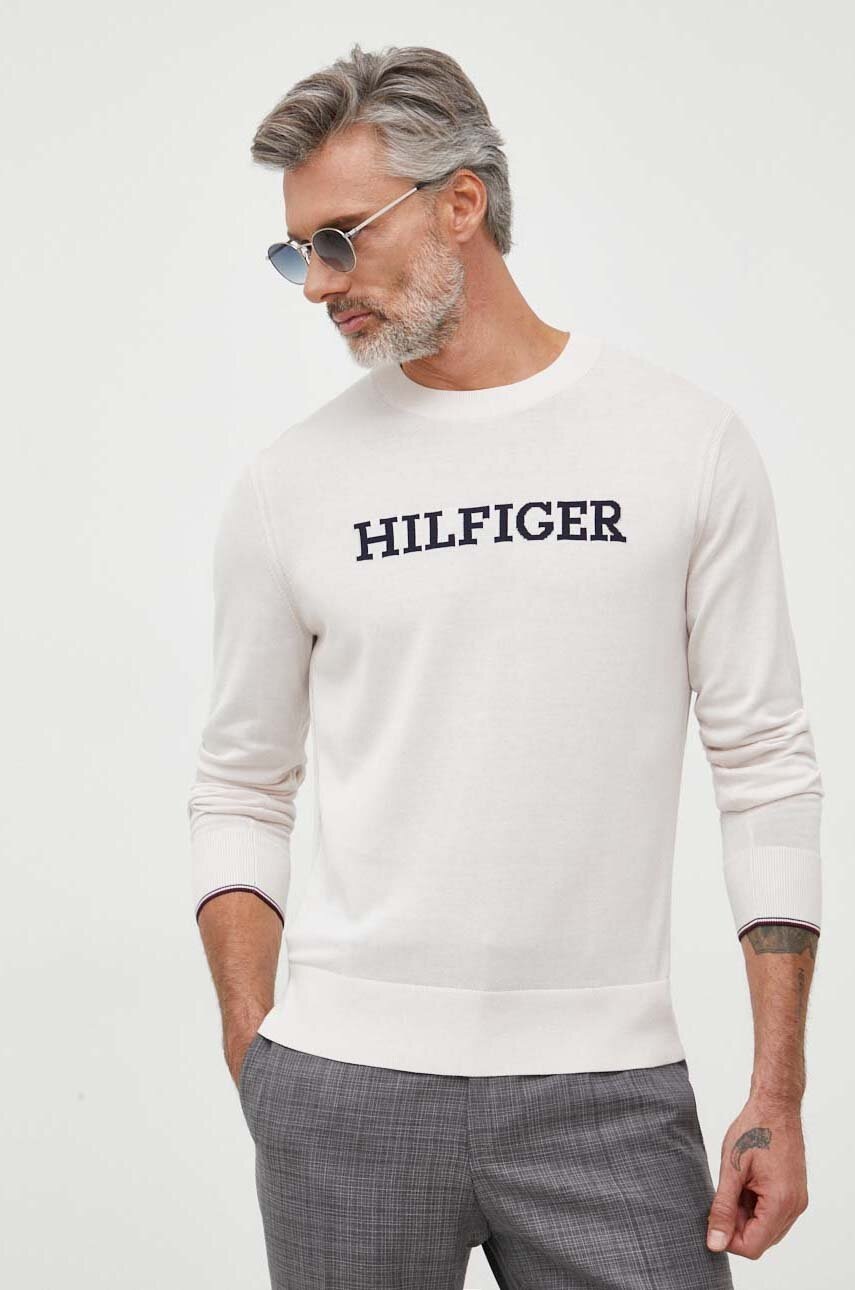 

Хлопковый свитер Tommy Hilfiger цвет бежевый лёгкий