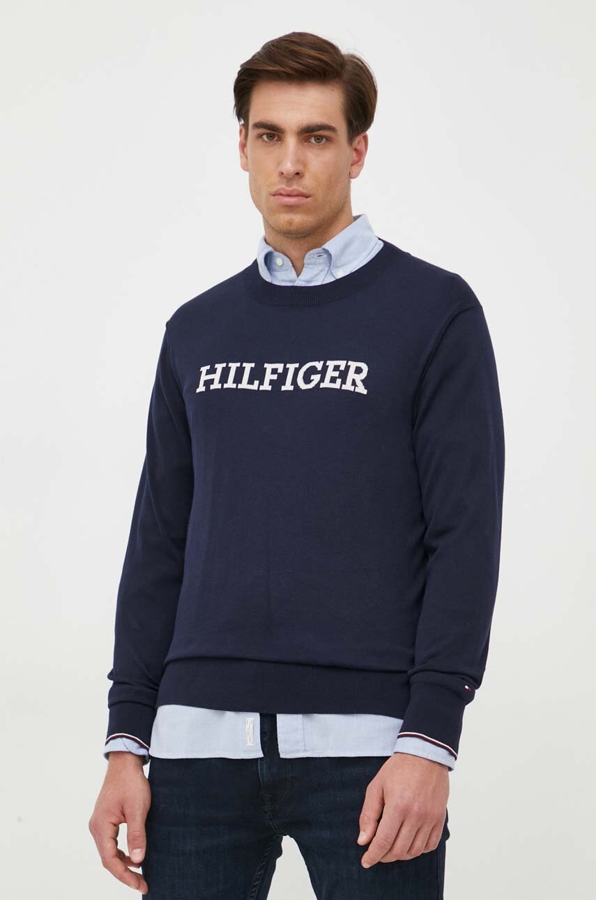 

Хлопковый свитер Tommy Hilfiger цвет синий лёгкий