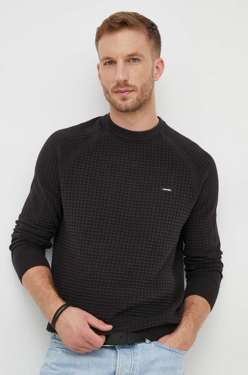 

Памучен пуловер Calvin Klein в черно, Черен