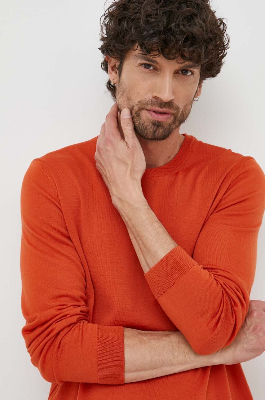 BOSS pulover de lana barbati, culoarea portocaliu, light