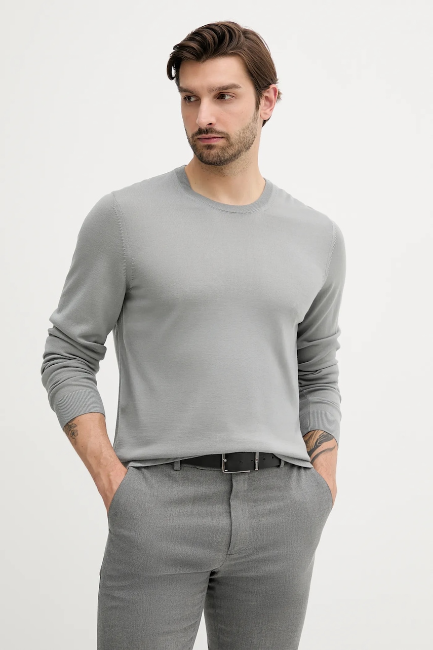 BOSS pulover de lână culoarea negru, light, 50468239