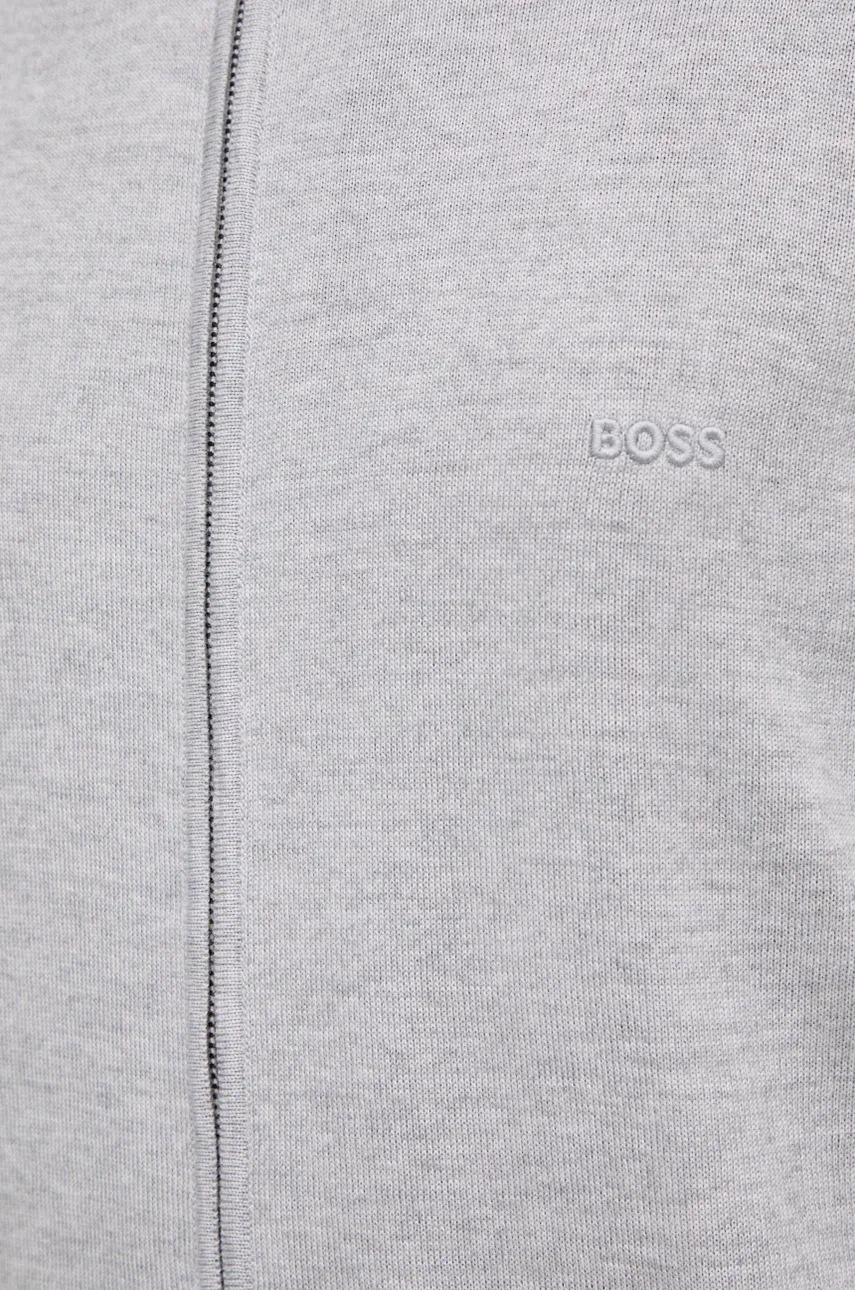 Μάλλινη ζακέτα BOSS χρώμα: γκρι φωτογραφία