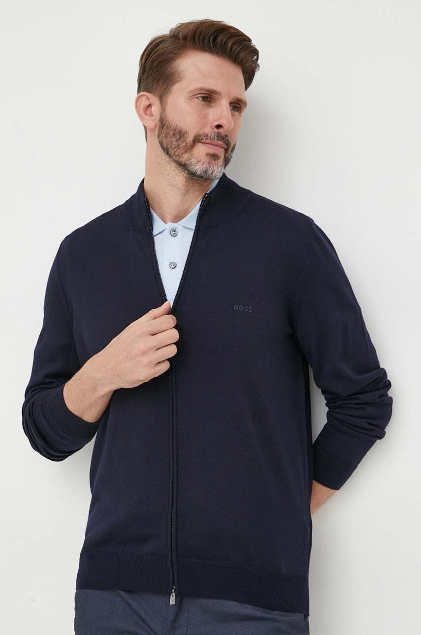 BOSS cardigan din lana culoarea albastru marin