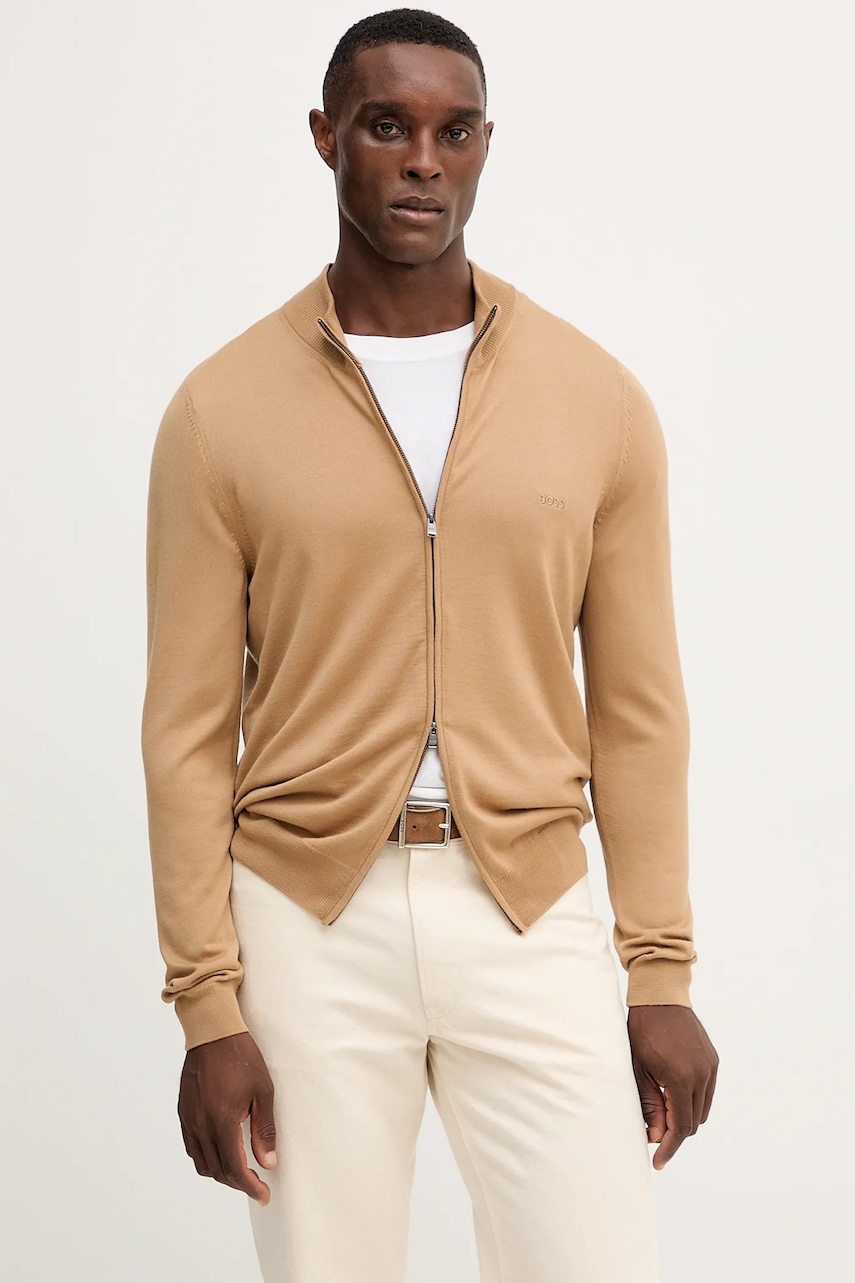 BOSS cardigan din lana culoarea gri