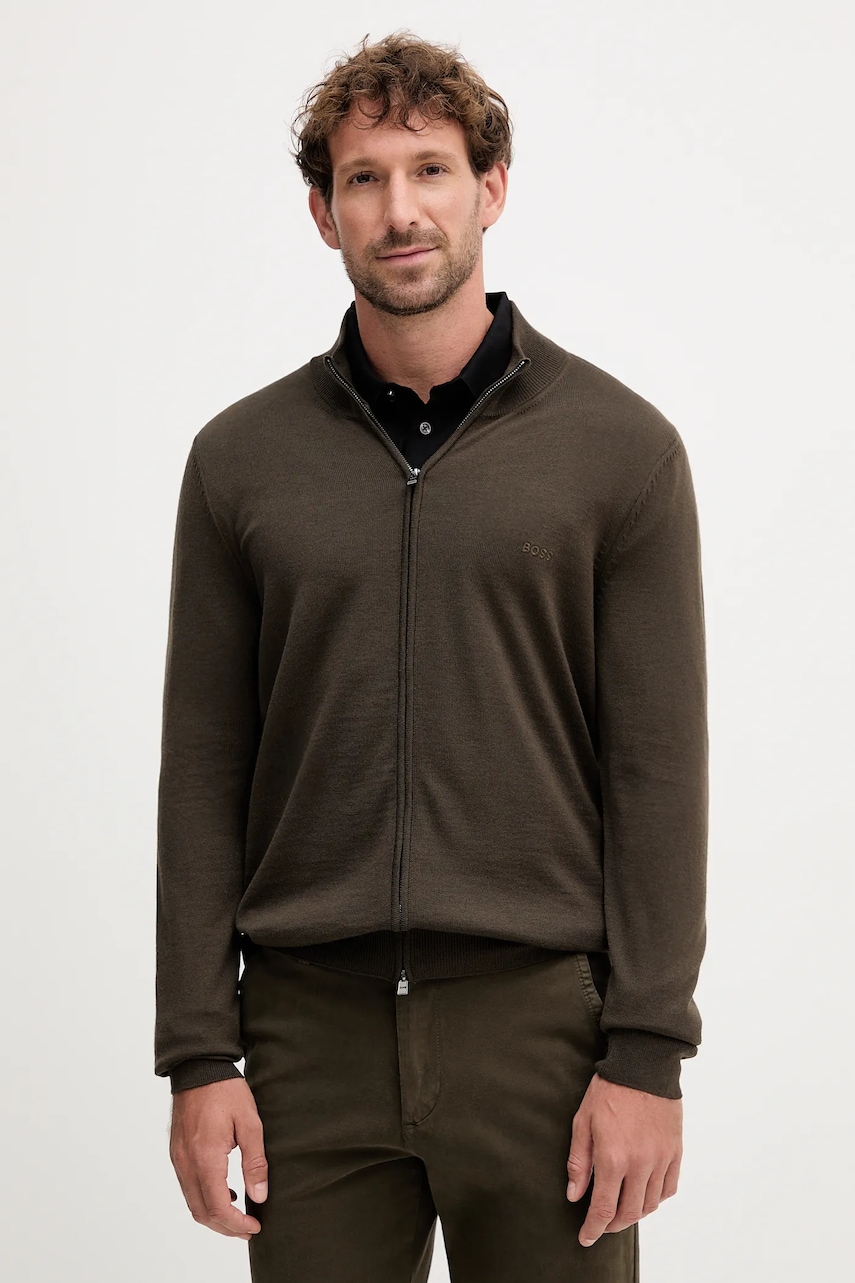 BOSS cardigan din lana culoarea gri