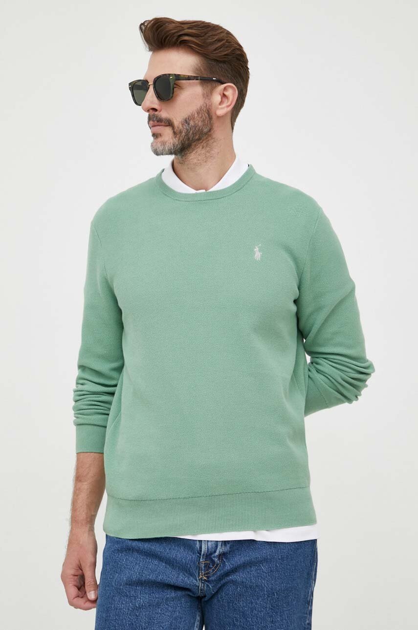

Бавовняний светр Polo Ralph Lauren колір зелений легкий