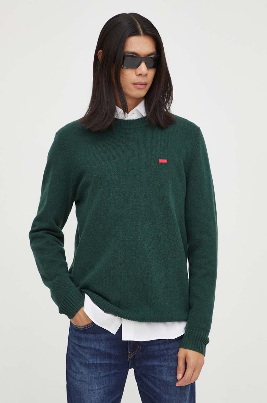 

Вълнен пуловер Levi's мъжки в зелено от лека материя, Зелен