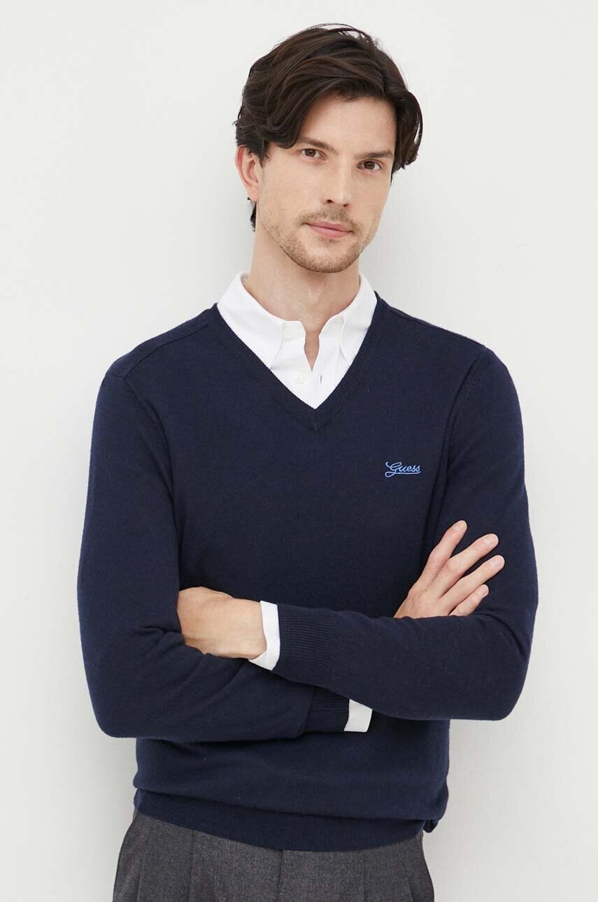 

Светр з домішкою шовку Guess колір синій легкий