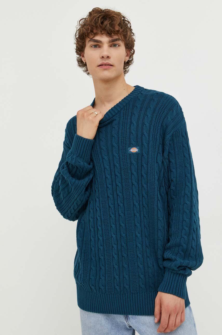 Bavlněný svetr Dickies tmavomodrá barva, lehký - námořnická modř - 100 % Bavlna
