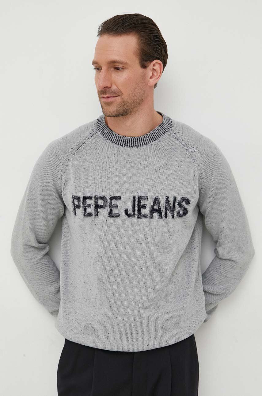 Pepe Jeans pulover de bumbac culoarea gri
