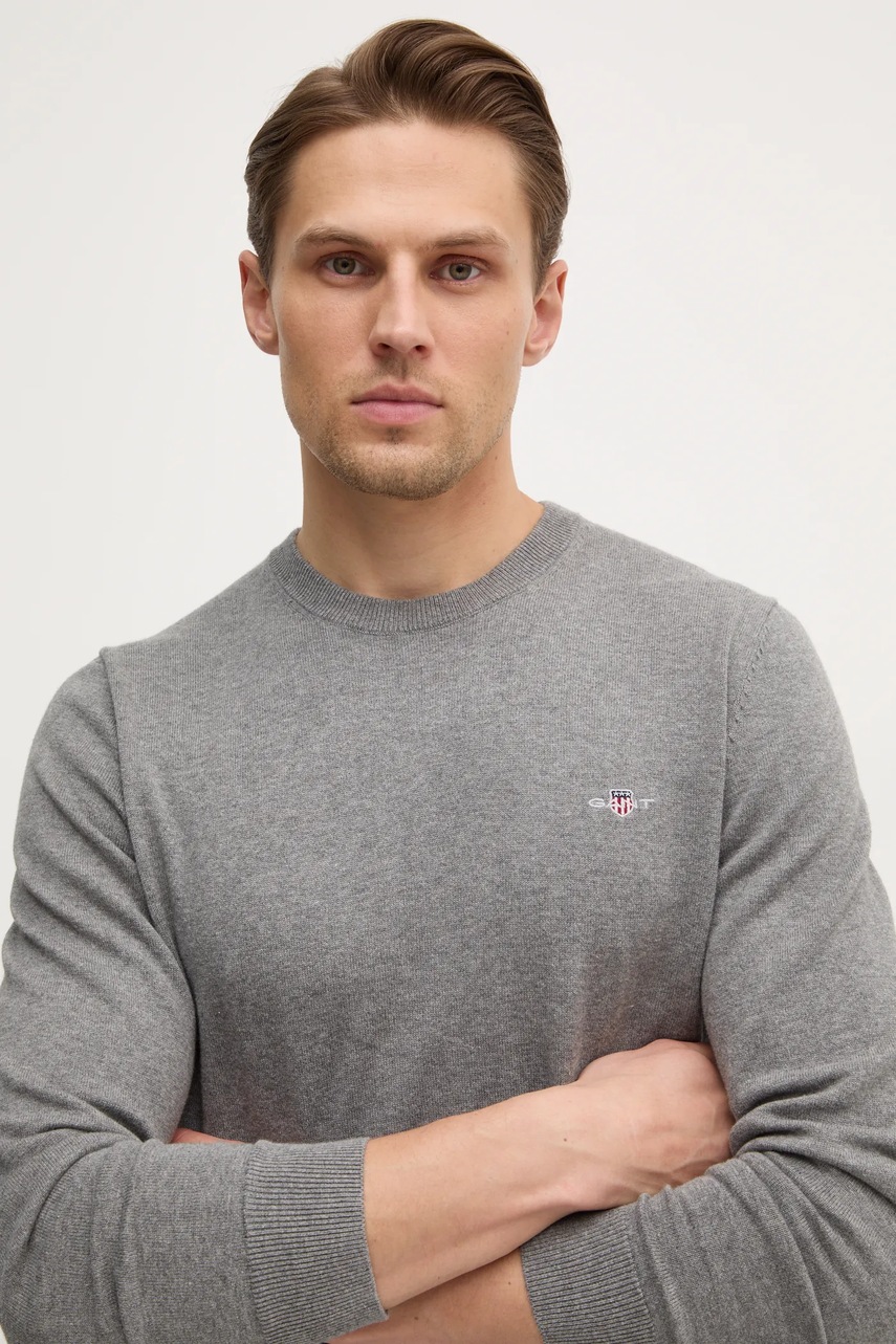 Βαμβακερό πουλόβερ Gant χρώμα: γκρι φωτογραφία